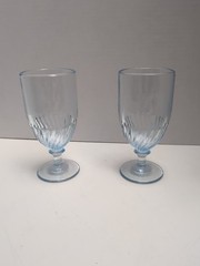 2-Martha Stewart Everyday MSE Blue Swirl 12 oz. Iced Tea Glass Goblets