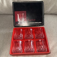 6 Longchamp 2 oz Shot Glasses Cristal d’ Arques France 24% Crystal Bar Liquor