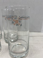 Vintage Corelle 14Oz 6 English Breakfast Pattern Glasses Blue Pink Flowers