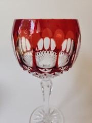 Godinger Edinburgh Crystal Cut To Clear Hock Wine Glass Crystal Ruby Red READ
