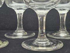 Set Of 5 Antique Boston & Sandwich Or NE Glass Wheel Engraved Flint Goblets «K»