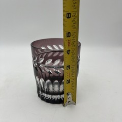 Crystal Whiskey Tumbler Cut To Clear Burgundy