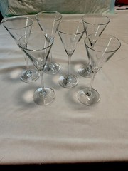 GREY GOOSE MARTINI GLASSES STEMS 7-1/2” ETCHED GOOSE LOGO TEX & PLAIN BASE EX