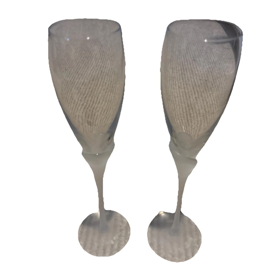 Mikasa «Sea Mist Clear» Ribbed Frosted Stem Crystal Champagne Flute VGUC