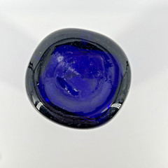 Cobalt Blue Glass Handmade Tumbler Flower Vase Glass Dimpled Rough Bottom