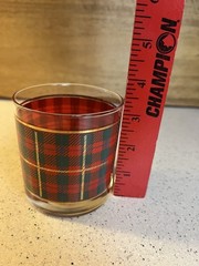 Set Of 3 Crowning Touch Scottish Plaid Old Fashioned Whiskey/cocktail Glasses