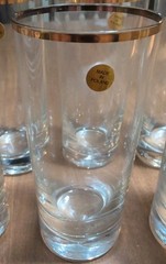 Highball- Made In Poland Set Of 8 Glasses Gold Rinmed- McM- Bohemian Style