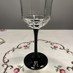 Vintage Luminarc France Black Stem Octime Wine/Water Goblets Set of 6