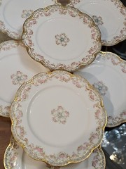 Haviland Double Gold #271A Rose Swags Dinner Plates (7)