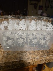 Vintage MCM Clear White Snowflake Highball Glasses Set Of 8. Excellent Condition