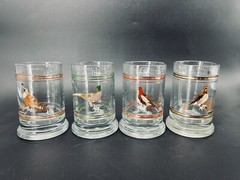 4pcs Culver Beer Stein Mug Glasses Gold Hunting Birds