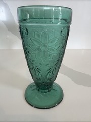 (8) TIARA INDIANA SANDWICH GLASS SPRUCE GREEN ICED TEA GLASSES *MINT* 6 1/4”