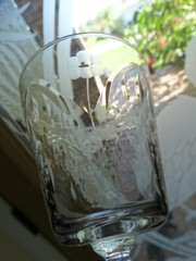 Rock Sharpe Clear Crystal Polish Cut 3006-9 Water Goblet Arch Flowers Cut Foot