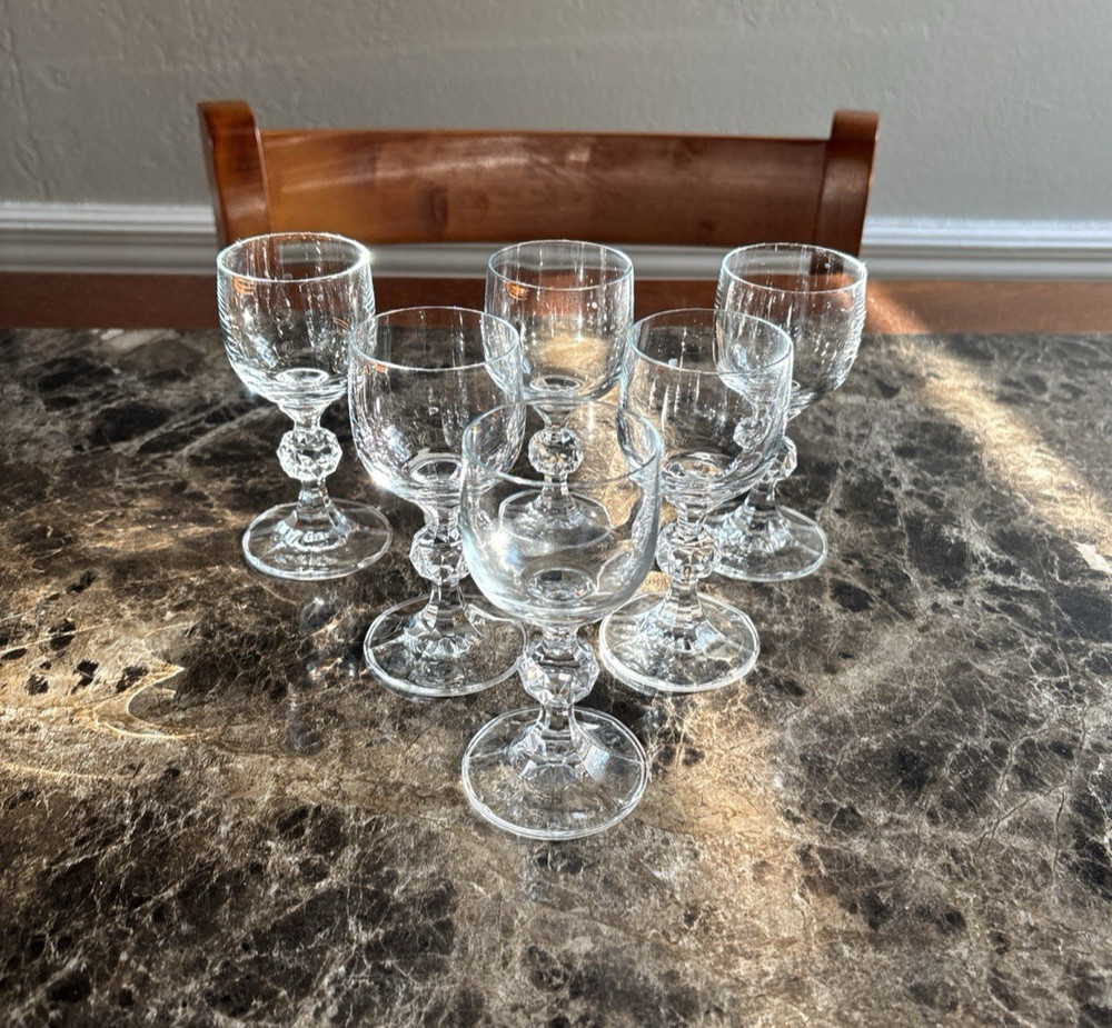 Vintage BOHEMIA CRYSTAL Set of 6 Czech «CLAUDIA» Cordial/ Liqueur Glasses