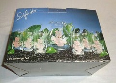 Stylesetter Water Colors Crystal 7 Pc. Set 88 Oz. Pitcher Six 16 Oz.Tumblers NIB