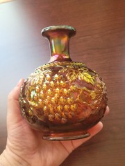 Nice Purple Northwood Carnival Glass Grape & Cable Cologne Bottle w Stopper