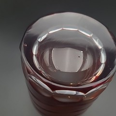 Reddish Brown Cut to Clear Bohemian Crystal Double Old Fashioned Whiskey Glass