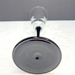 Luminarc France Vintage Domino Black Stem Flared Fluted Tulip Champagne Glass