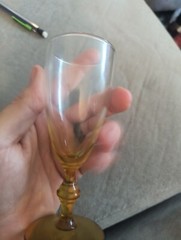 Libbey Forever Amber Whiskey Sour Glass Clear Yellow Stemware 6″