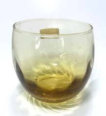 Libbey Tiara Amber Swirl Optic Roly Poly Glass Original Sticker Vintage MCM