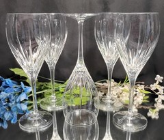 5 Cristal D’Arques ENCHANTE Contemporary Cut Crystal Water Goblets Wine Glasses