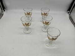 VTG Set of 5 Libbey Gold Autumn Leaf Water Goblets Stemware