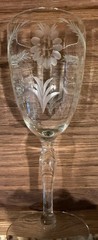 (Set of 4) Vintage Floral Etched 7 1/4″ Wine Glasses/ Stemware Sunflower EUC