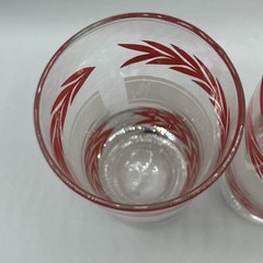 Vintage LIBBEY RED LAUREL Leaf Frosted White Striped set of 3 Glasses 5.25” Tall
