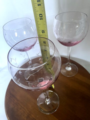 Set of 3 VTG Lenox Crystal «Heather Pink » Balloon Etched Wine Glasses 8-7/8″ T.
