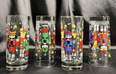 Set Of 4~ Libbey~NutcrackerStars~15oz Glass Tumblers~6”