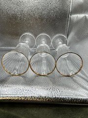 Royal Crystal Rock RCR Set of 3 AUREA Fluted Champagne Gold Rim Glasses Art Deco