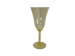 Vintage Yellow Stemmed Glass Goblet 7 7/8 in Rare