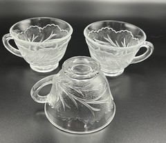 Vintage Indiana Glass Pebble Leaf “Twiggy”Punch Cups MINT CONDITION Set Of 3