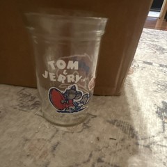 Welch’s Tom & Jerry Clear Glass Tumbler, Decorated Cartoon 10 oz