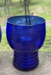 Three Imperial Shaeffer Cobalt Blue 4” 8 oz Flat Tumbler(s)