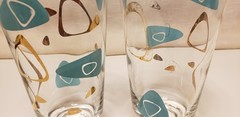 Federal Glass Set Of 2 Amoeba Boomerang Tumblers. 5-5/8″ High .