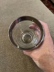 Dorothy Thorpe Style Silver Rimmed Glass Double Shot Whiskey Glass (JL)