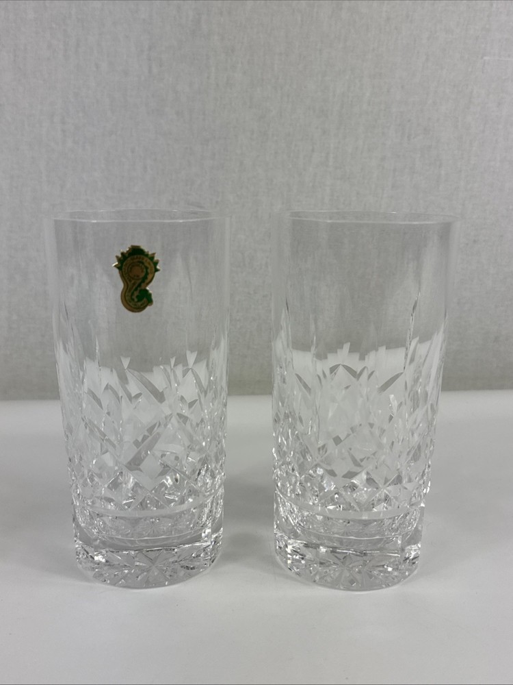 2 VINTAGE WATERFORD CRYSTAL LISMORE HIGHBALL 12oz TUMBLER GLASSES 5 5/8″