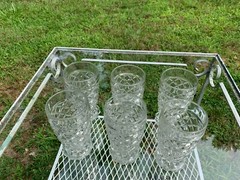 Waterford Waffle Set Six 5.25″ Tumblers Hocking Depression Glass 1938-44 Clear