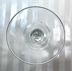 Set Of 2 Blown Glass Trumpet Shaped Water Goblets Braided Stems Two-Tiered Base