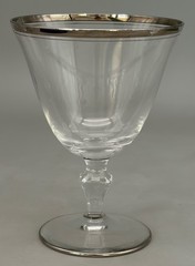 6 Miramar Glastonbury Lotus Crystal Platinum Trim Wine Claret Goblet Glasses