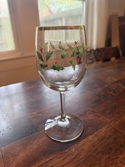 Lenox Holiday 10 oz Stemmed Glass w/Gold Rim 7.5” Tall. Sold Individually.