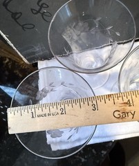Set of 6 Vtg Art Deco Crystal Goblet Flute Glasses Etched Floral 6” AS IS Chips