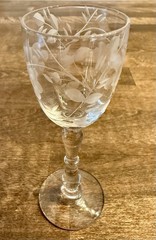 Vintage Set 6 Etched Cordial Wine Glasses Grapes/Vines Tiffin Style 30s-40s