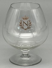 4 Napoleon Brandy Cognac Snifter Crystal Glasses Gilt Gold Crest Crown Leaves