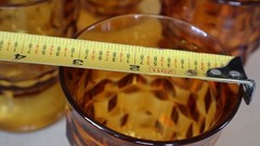 Set of 10 Vintage Indiana Glass Whitehall Amber Footed Juice Glasses 4″ Cubist