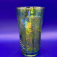 vintage Indiana Glass Company Iridescent «Harvest Grape» tumbler «Harvest Blue»