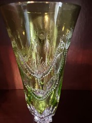 Varga Art Crystal Yellow Green St Tropez Fluted Champagne Glass Beautiful