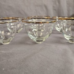 Romanian Gold Crystal Wine Glass Dessert Bowl Arcadia Rumania Set of 8