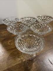 Set Of 6 – Fostoria American 2056 Low Sherbet Footed Glass Cubist Art Deco